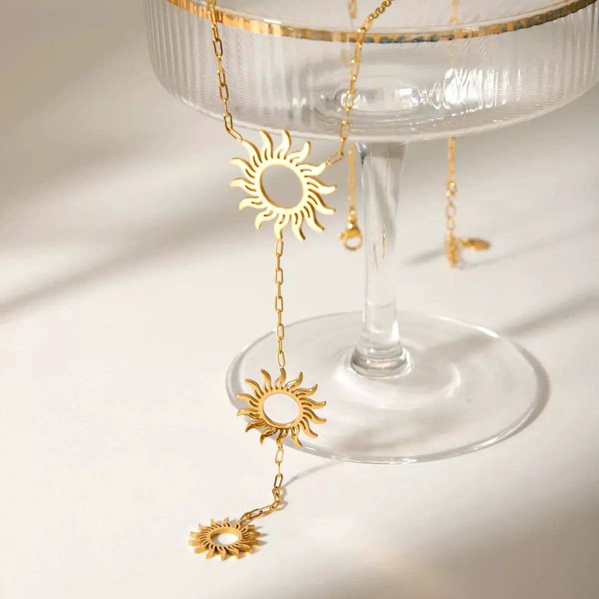 18K Gold-Plated Sun Pendant Necklace by Trendsi
