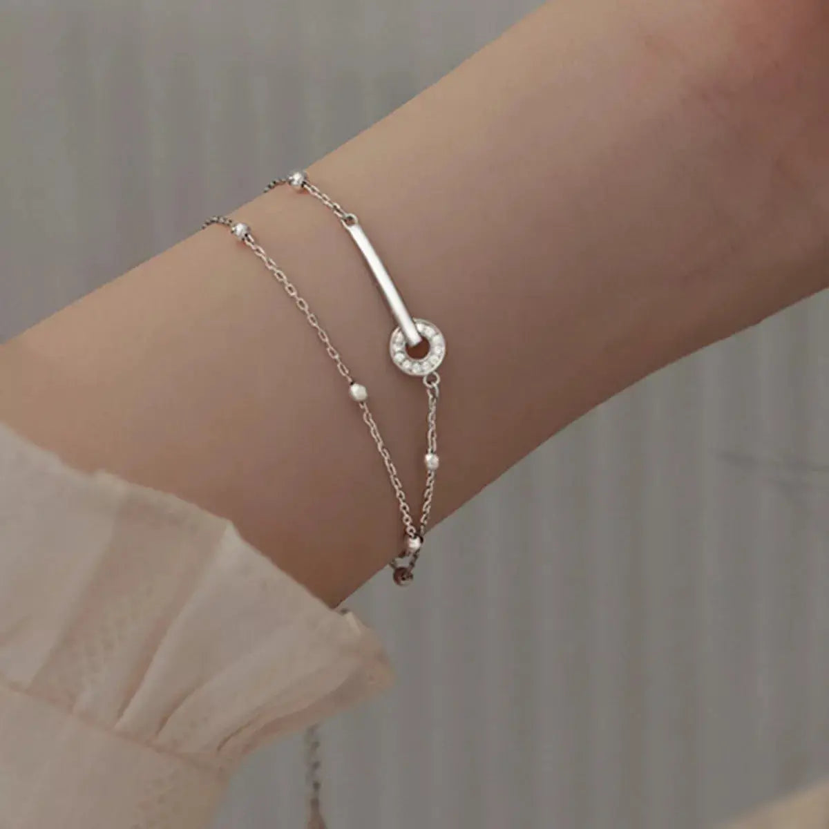 925 Sterling Silver Double Layered Bracelet by Trendsi