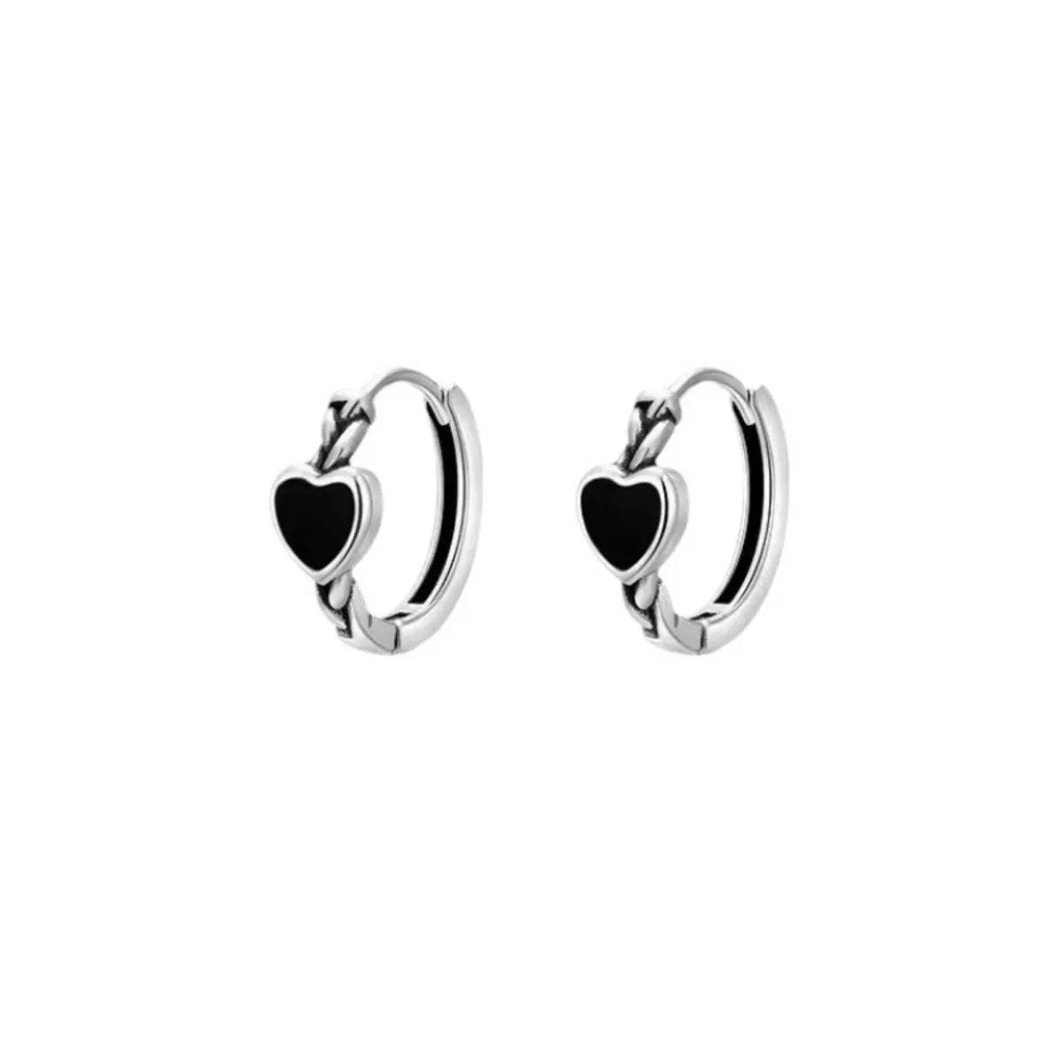 925 Sterling Silver Heart Hoop Earrings by Trendsi