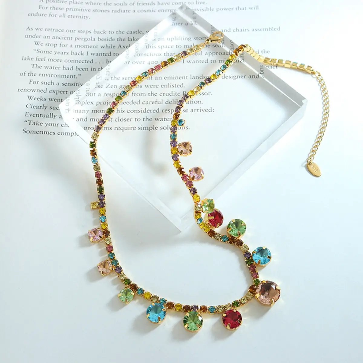 Crystal Copper Chain Necklace by Trendsi