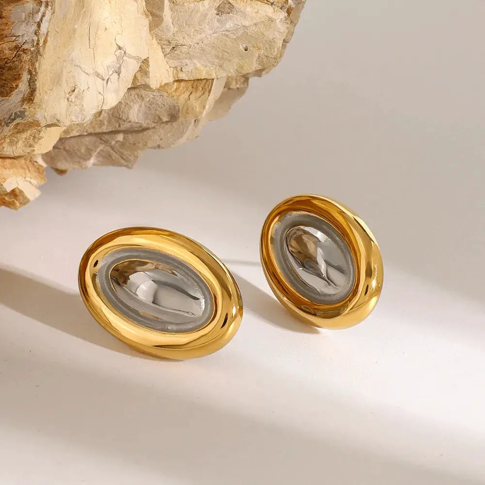 18K Gold-Plated Stainless Steel Stud Earring by Trendsi