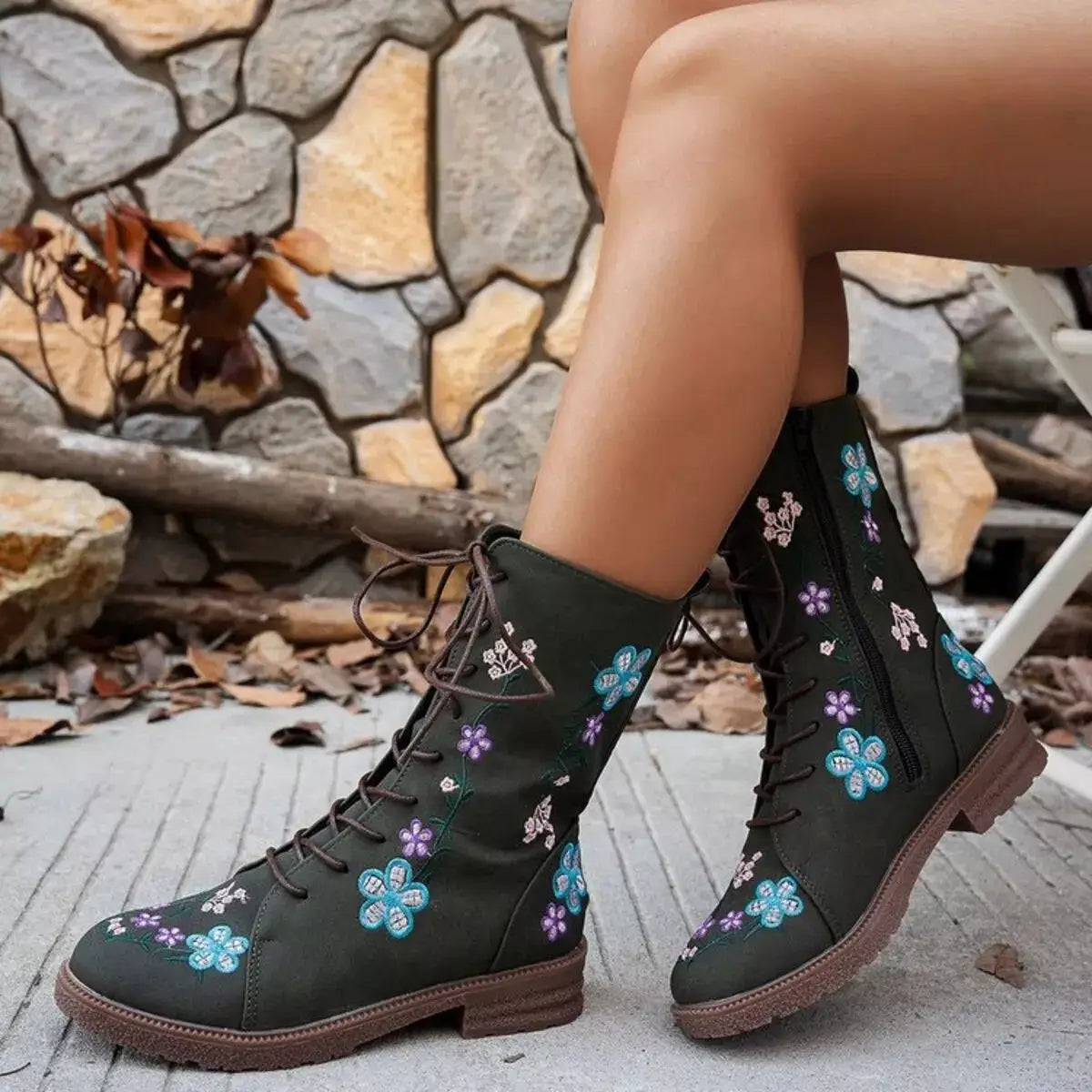 Round Toe Block Heels Boots by Trendsi