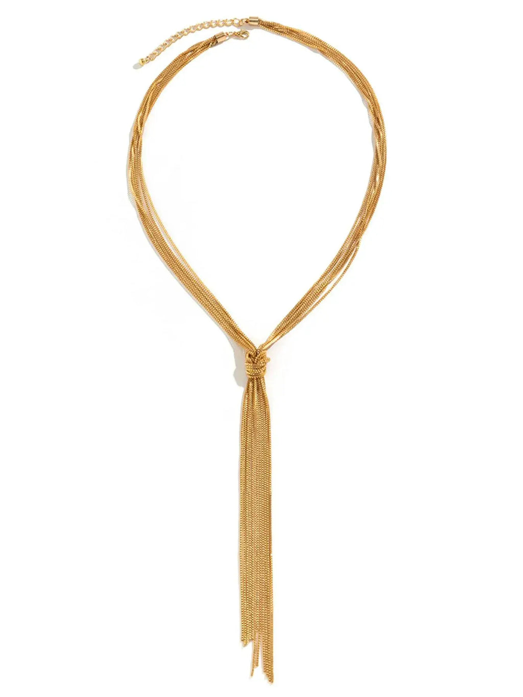 Twisted Knot ChainTassel Necklace by Trendsi