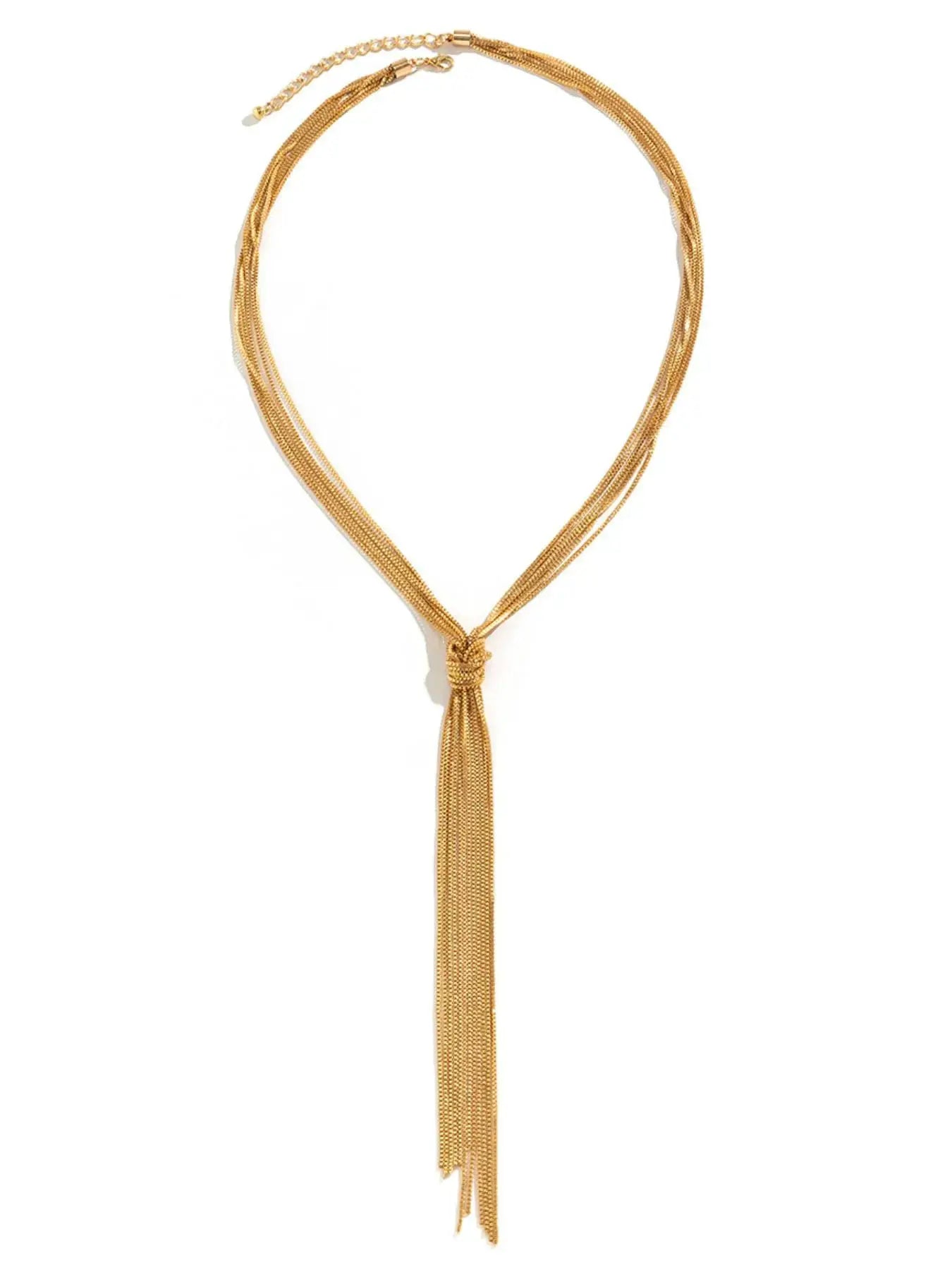 Twisted Knot ChainTassel Necklace by Trendsi