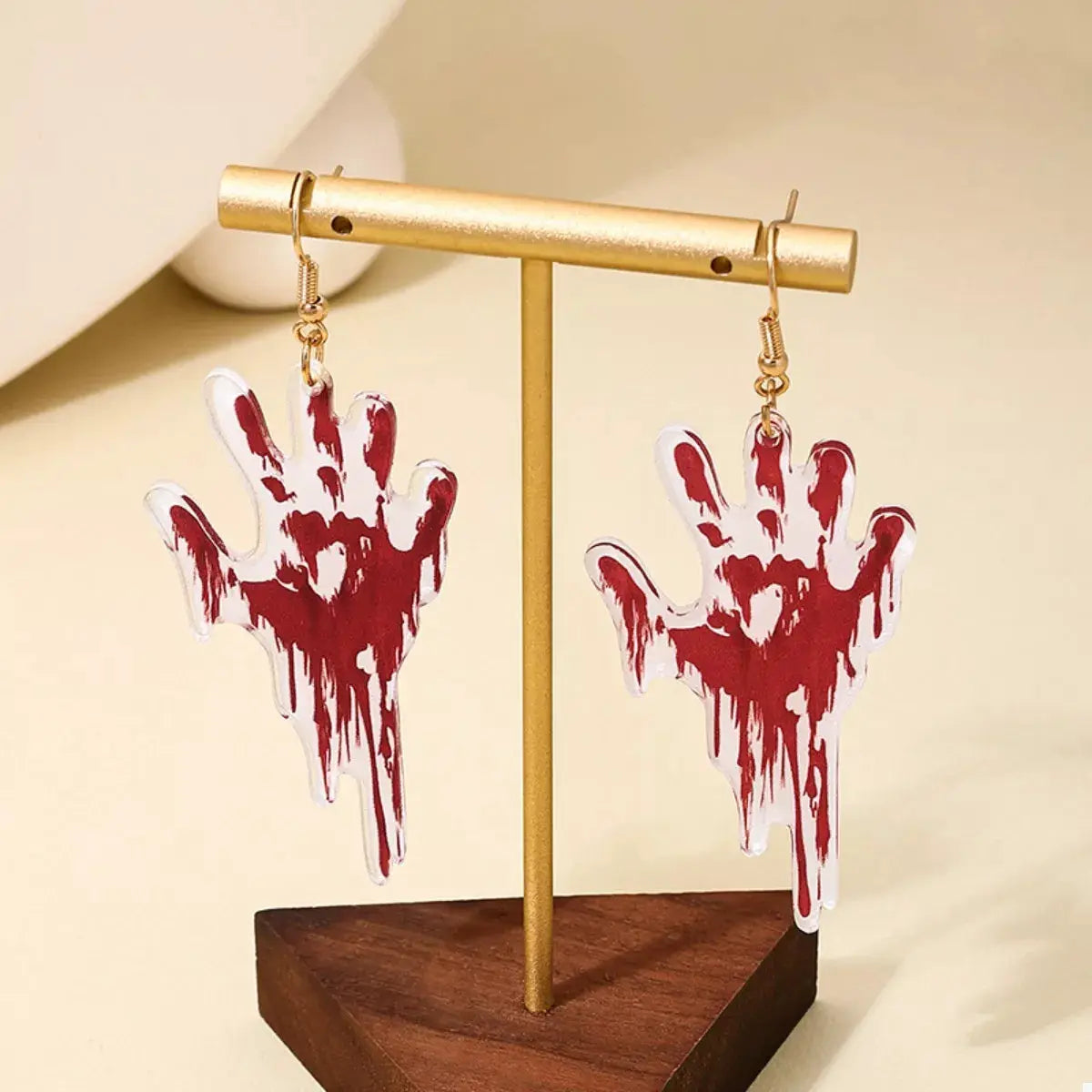 Halloween Bloody Hand Dangle Earrings by Trendsi