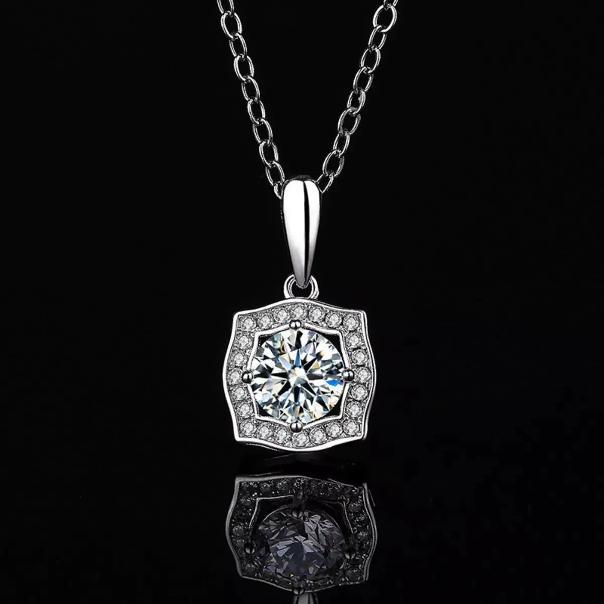 1 Carat Moissanite 925 Sterling Silver Necklace by Trendsi
