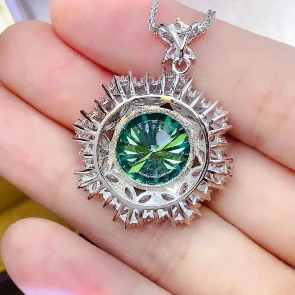 10 Carat Moissanite 925 Sterling Silver Pendant Necklace by Trendsi