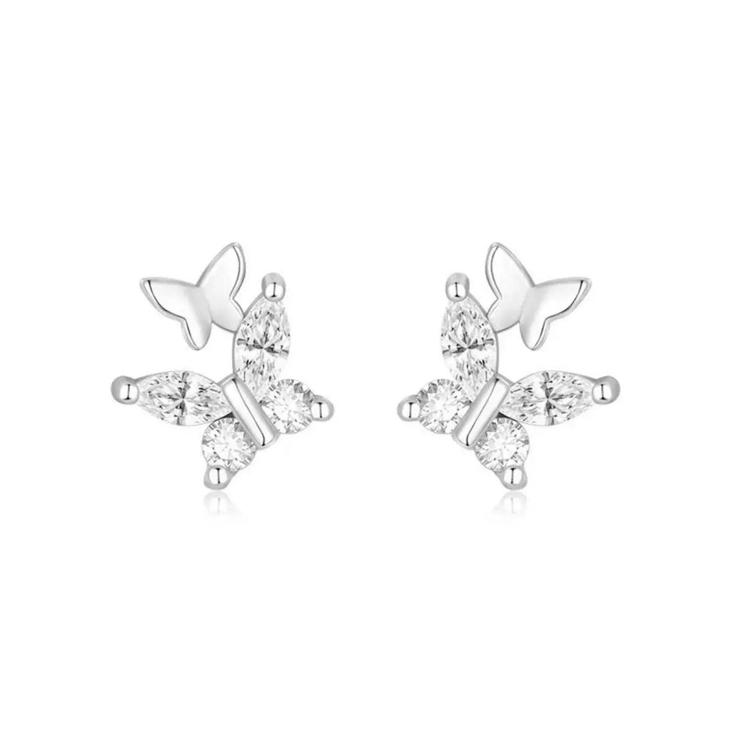 925 Sterling Silver Butterfly Stud Earrings by Trendsi