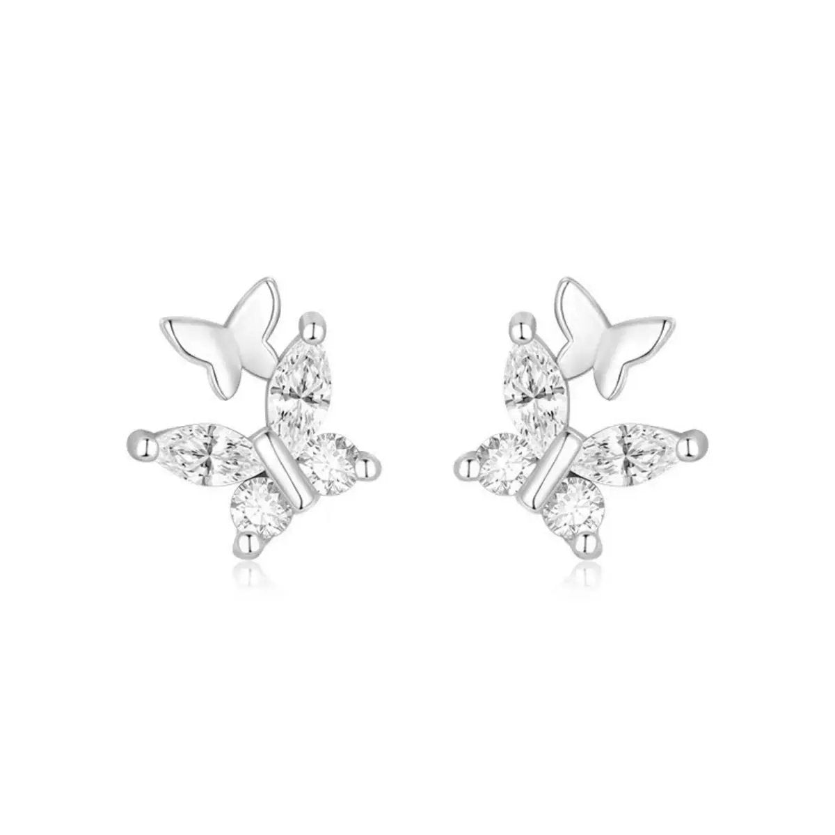 925 Sterling Silver Butterfly Stud Earrings by Trendsi