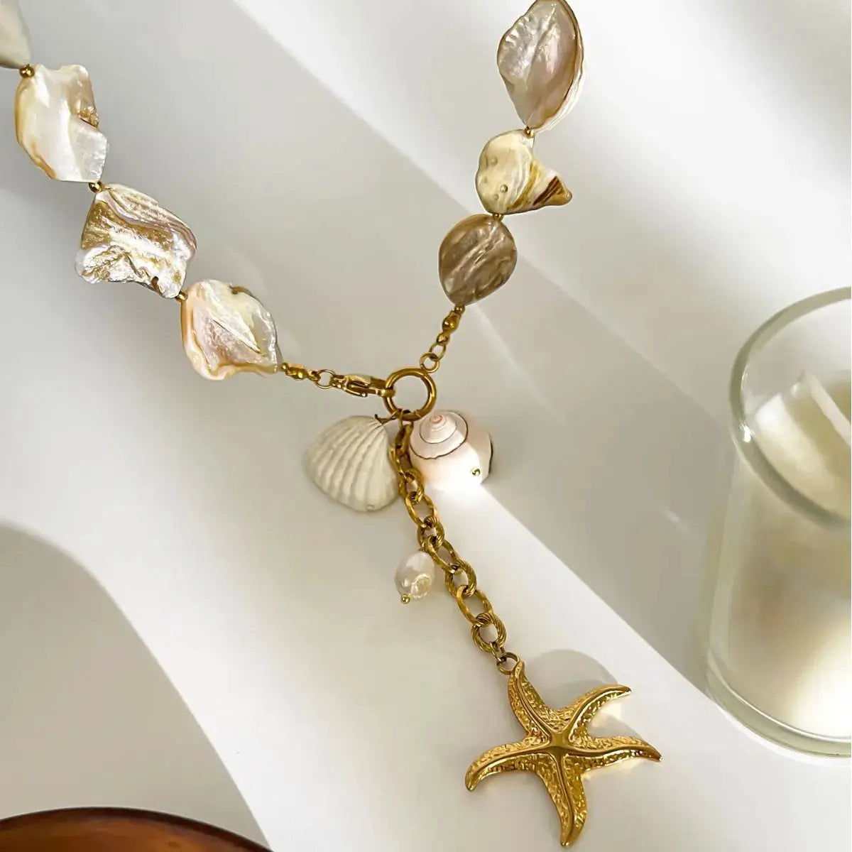 18K Gold-Plated Ocean Theme Necklace with Starfish Pendant by Trendsi
