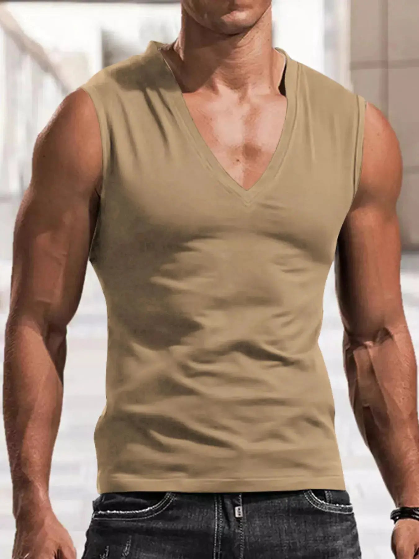 Men's Full Size V-Neck Tank Top Plus Size by Trendsi