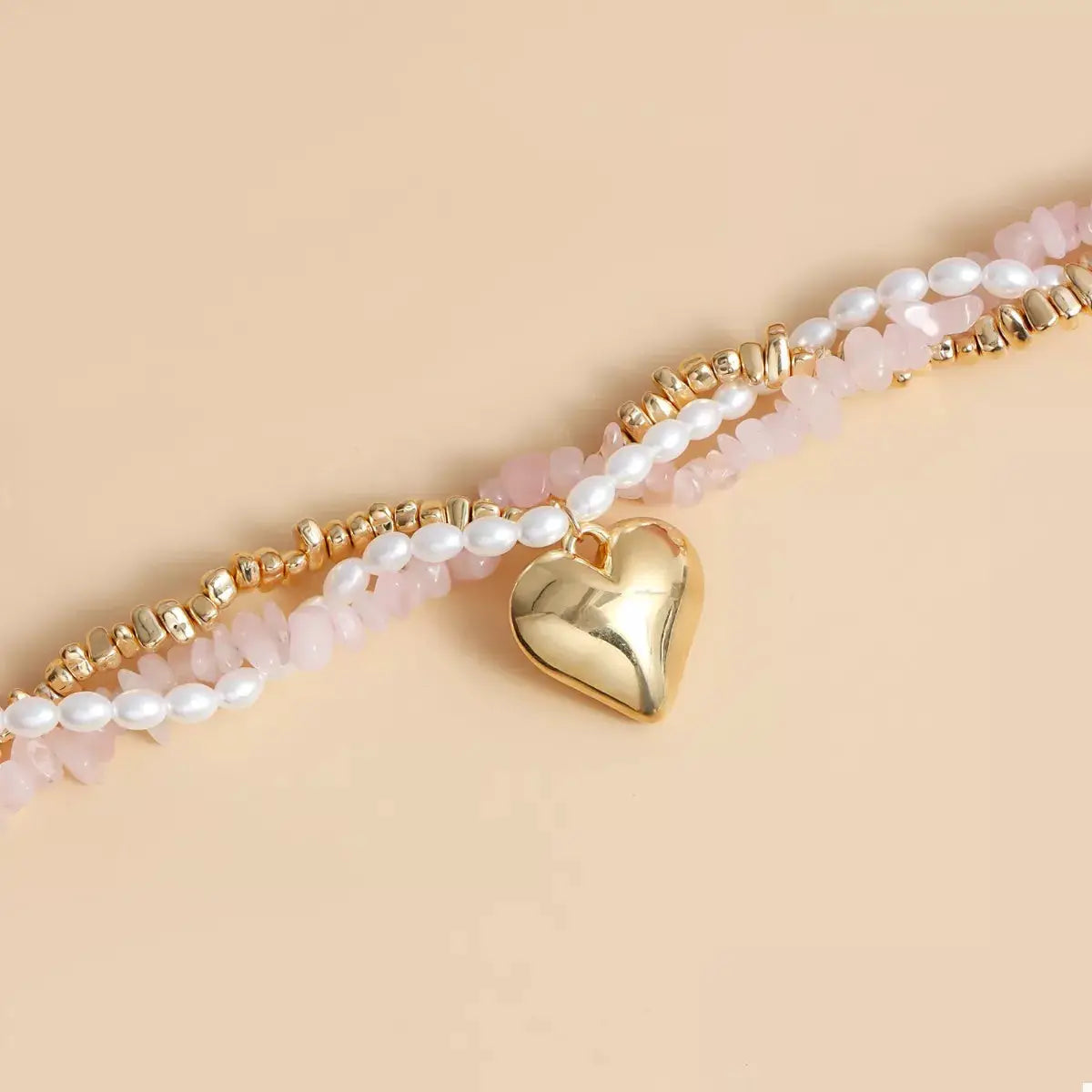 Three-Layered Heart Pendant Necklace by Trendsi