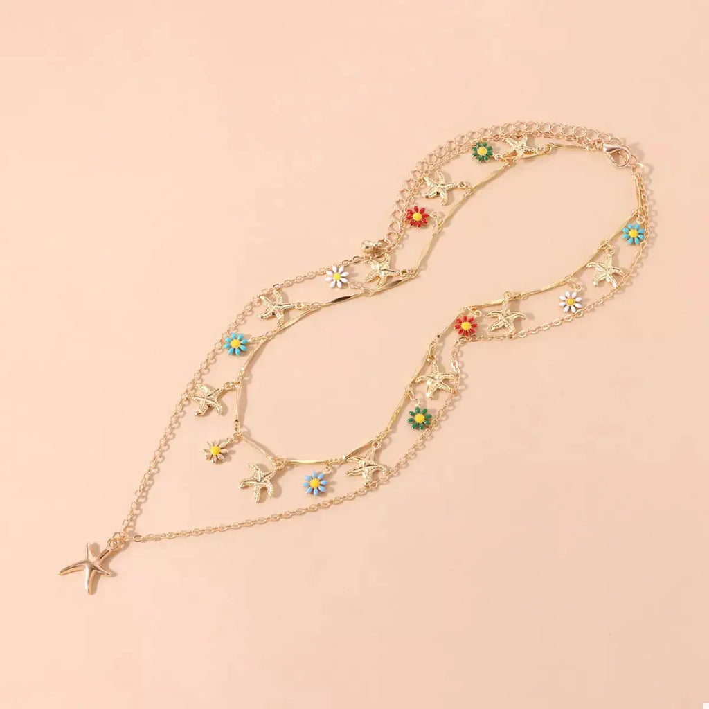 Starfish Charm Double Layered Necklace by Trendsi