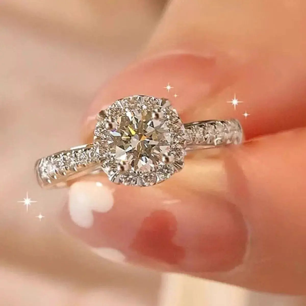 1 Carat 925 Sterling Silver Moissanite Ring by Trendsi