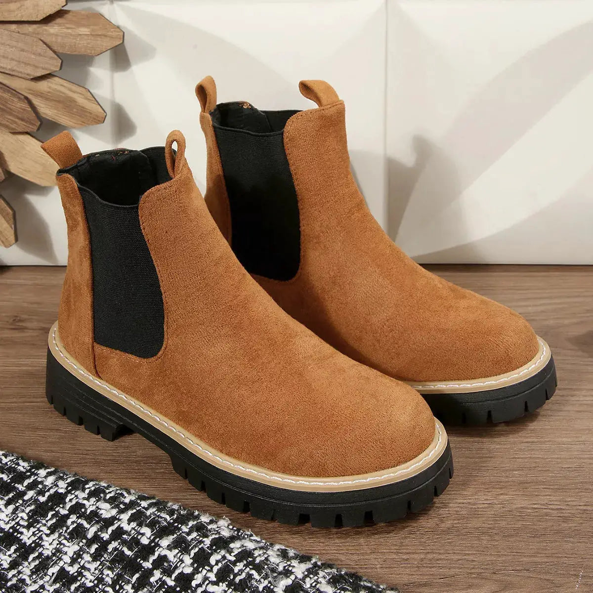 Round Toe Ankle Boots by Trendsi