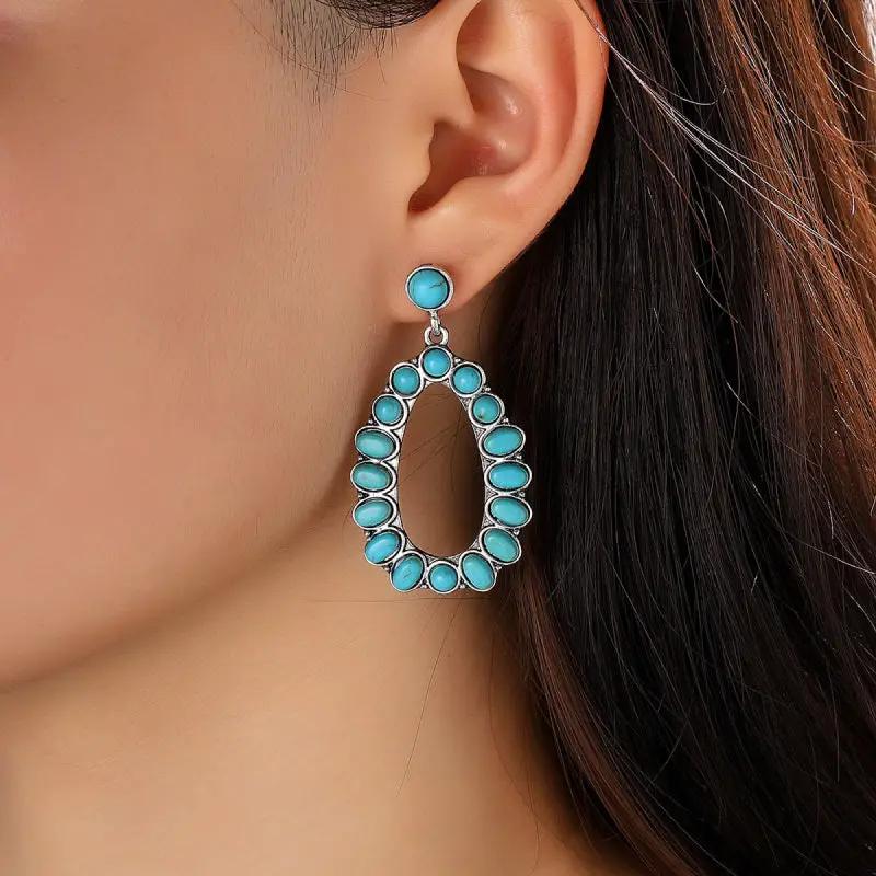 Artificial Turquoise Earrings by Trendsi