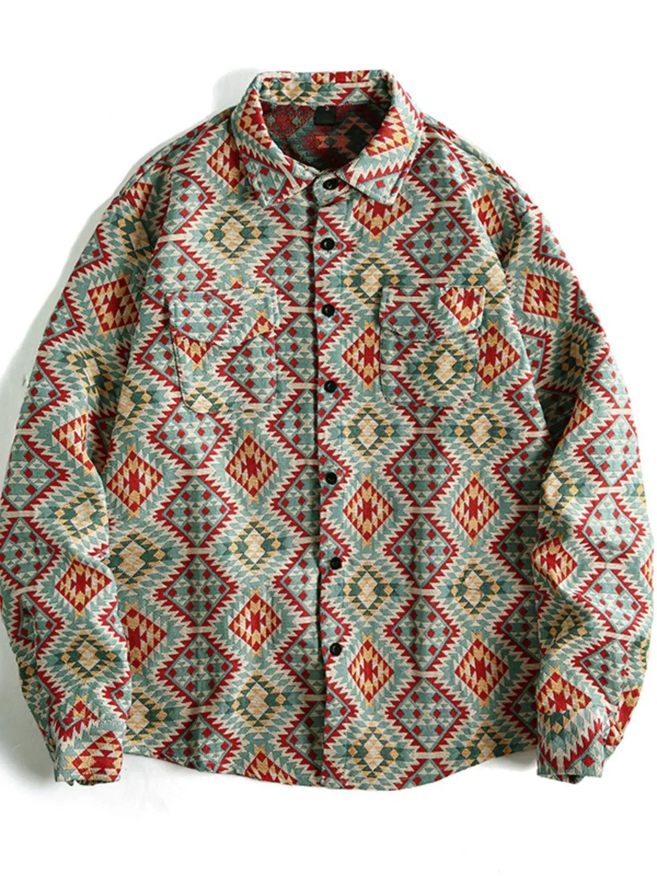 Men's Geometric Button Up Shacket by Trendsi