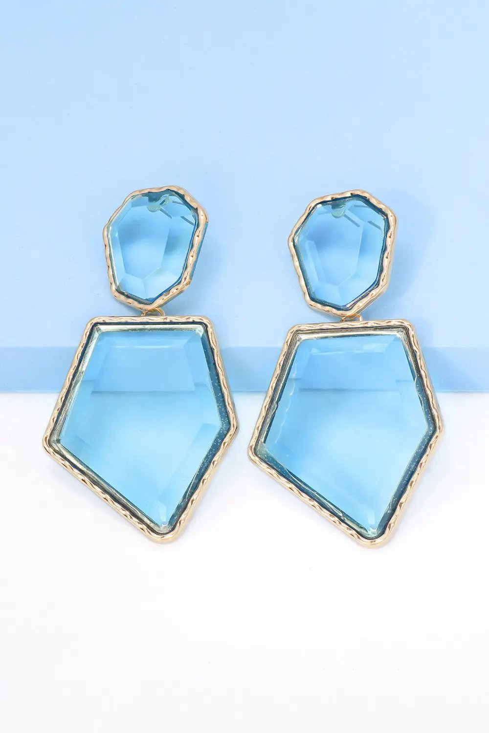 Geometrical Shape Zinc Alloy Frame Resin Dangle Earrings by Trendsi