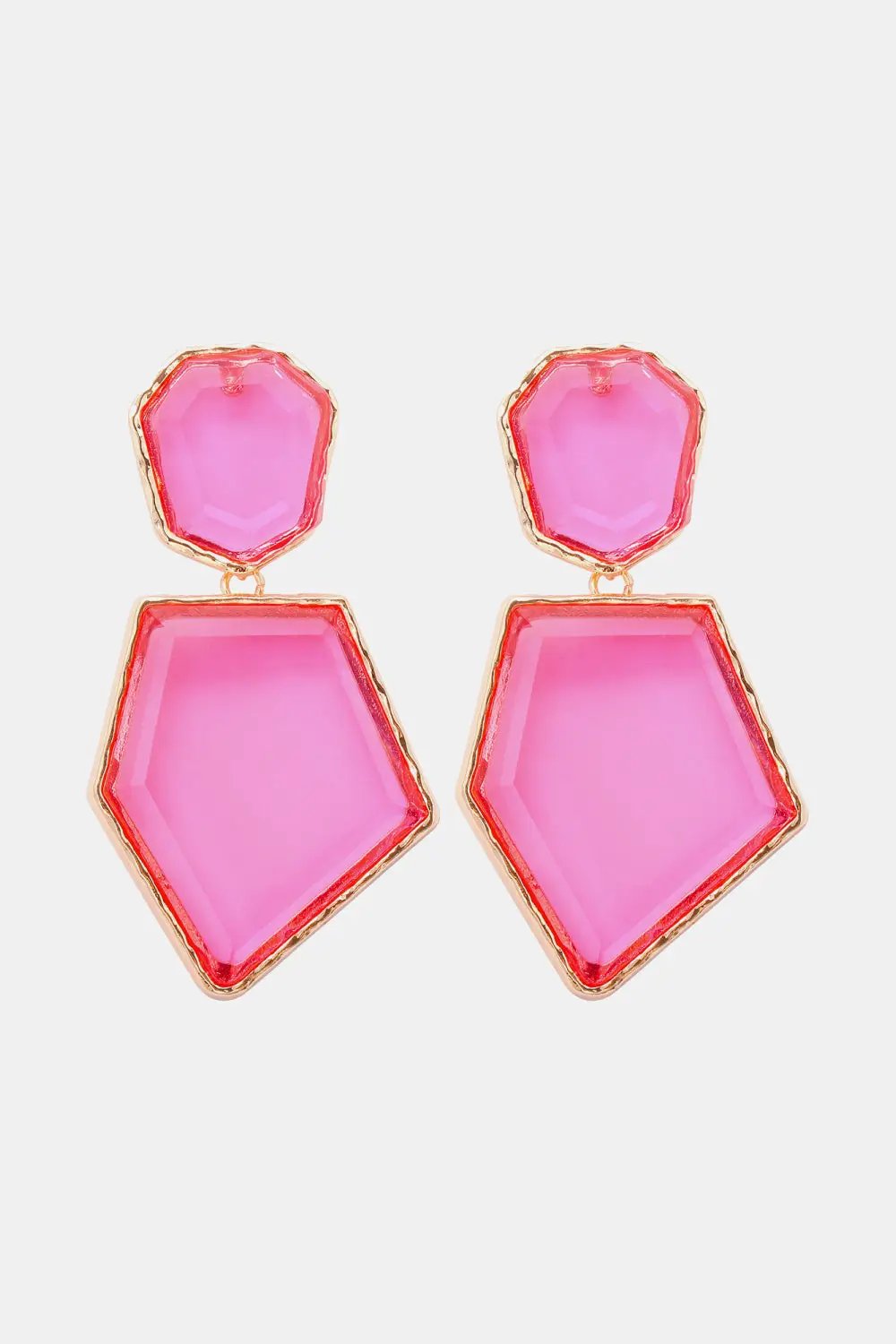 Geometrical Shape Zinc Alloy Frame Resin Dangle Earrings by Trendsi