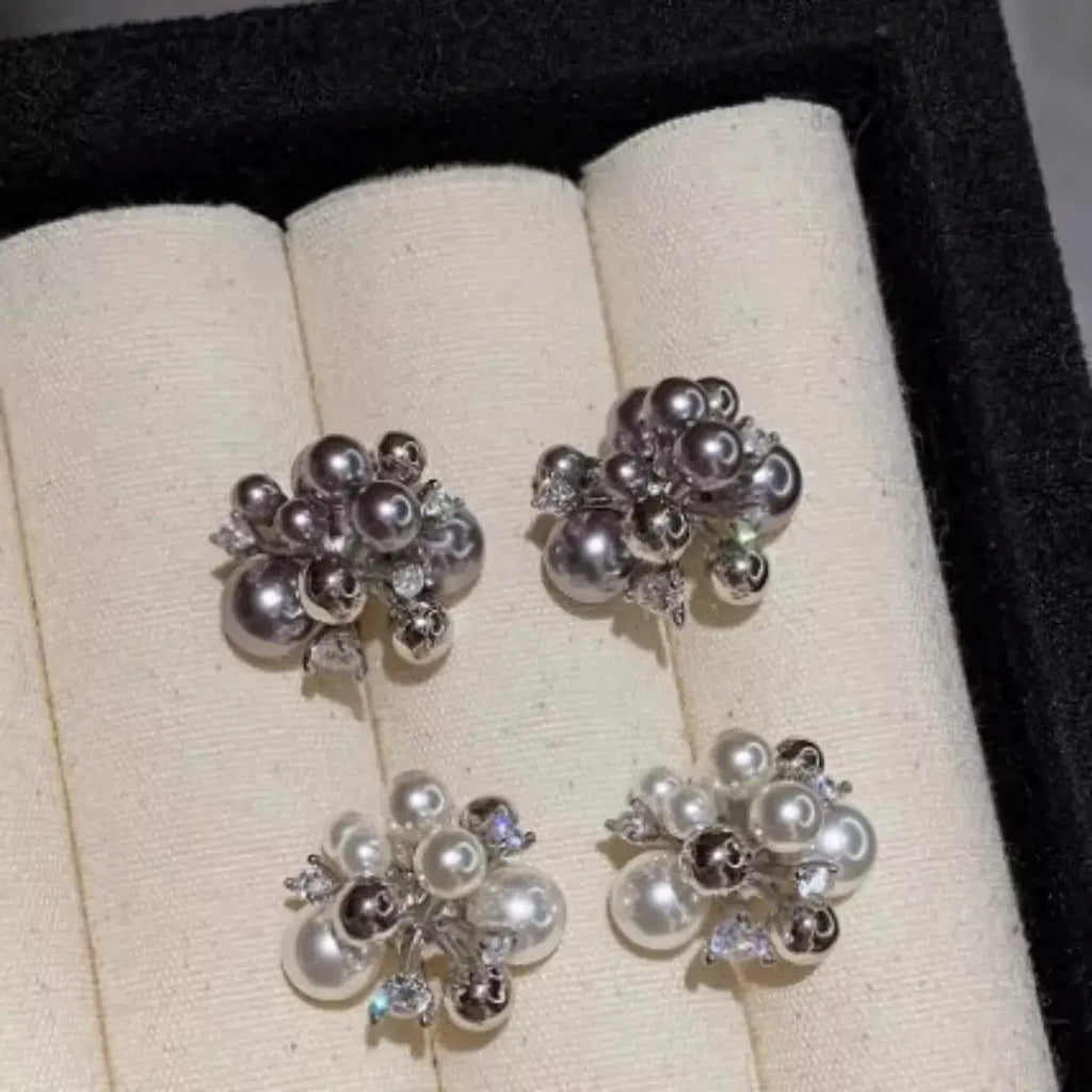 Pearl Cluster Stud Earrings by Trendsi