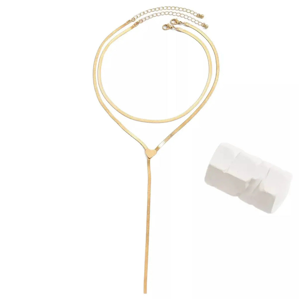 2 Piece 18K Gold-Plated Heart Necklace by Trendsi