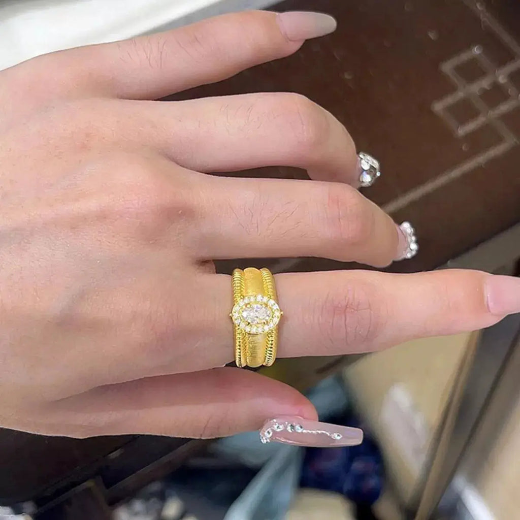 18K Gold-Plated 925 Sterling Silver Ring by Trendsi
