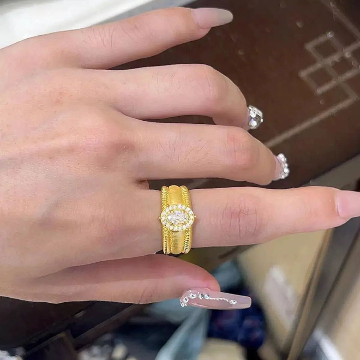 18K Gold-Plated 925 Sterling Silver Ring by Trendsi