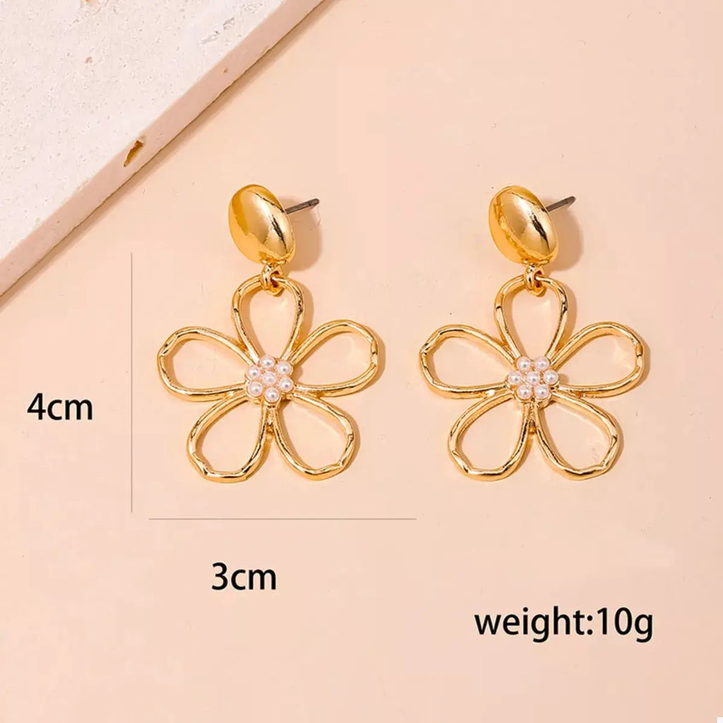 Alloy Flower Drop Earrings by Trendsi