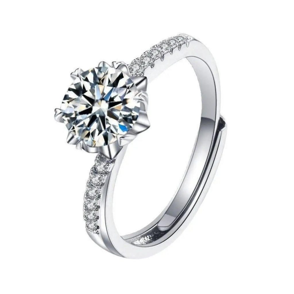 1 Carat 925 Sterling Silver Moissanite Ring by Trendsi