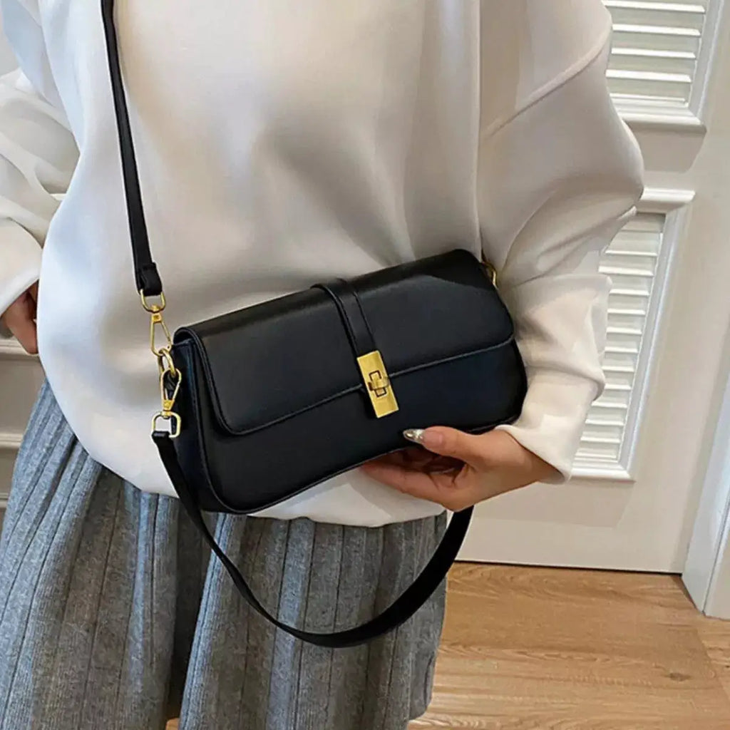 Rectangular Crossbody Bag with Golden Buckle by Trendsi