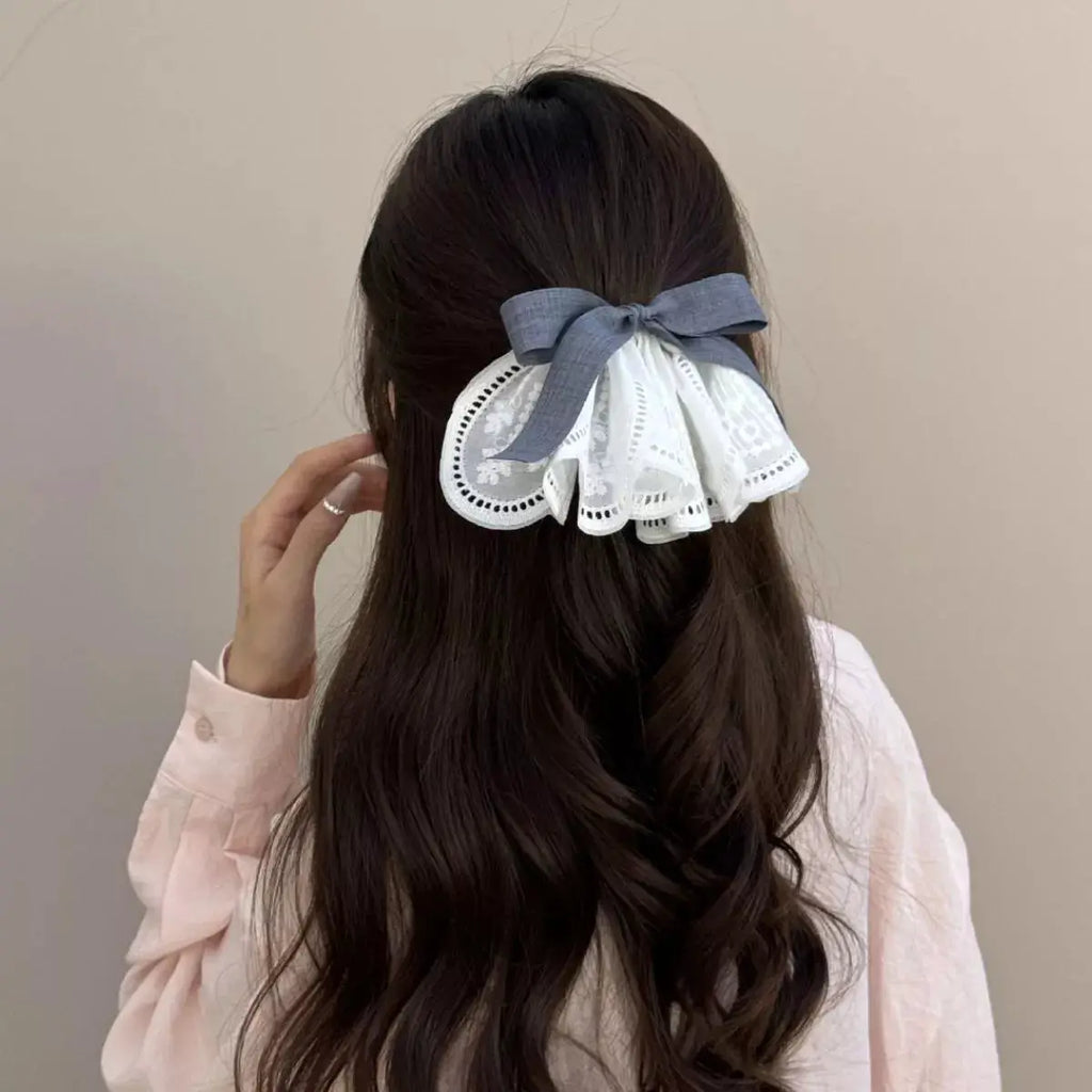 Lace Hair Clip with Ribbon by Trendsi