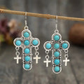 Artificial Turquoise Cross Shape Earrings by Trendsi