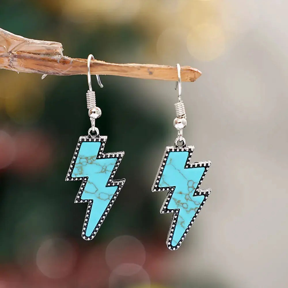 Artificial Turquoise Lightning Dangle Earrings by Trendsi
