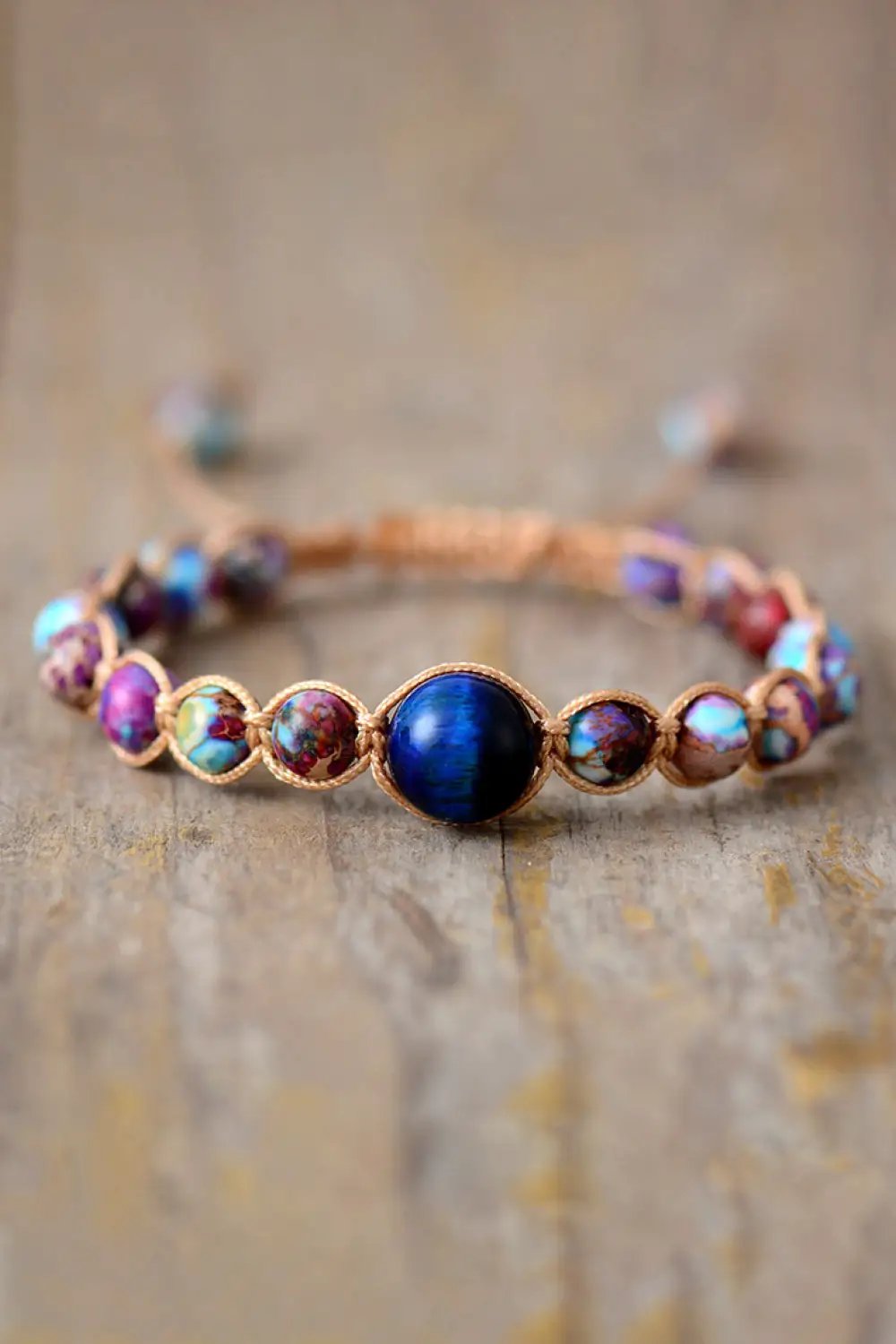 Imperial Jasper & Natural Stone Beaded Bracelet by Trendsi