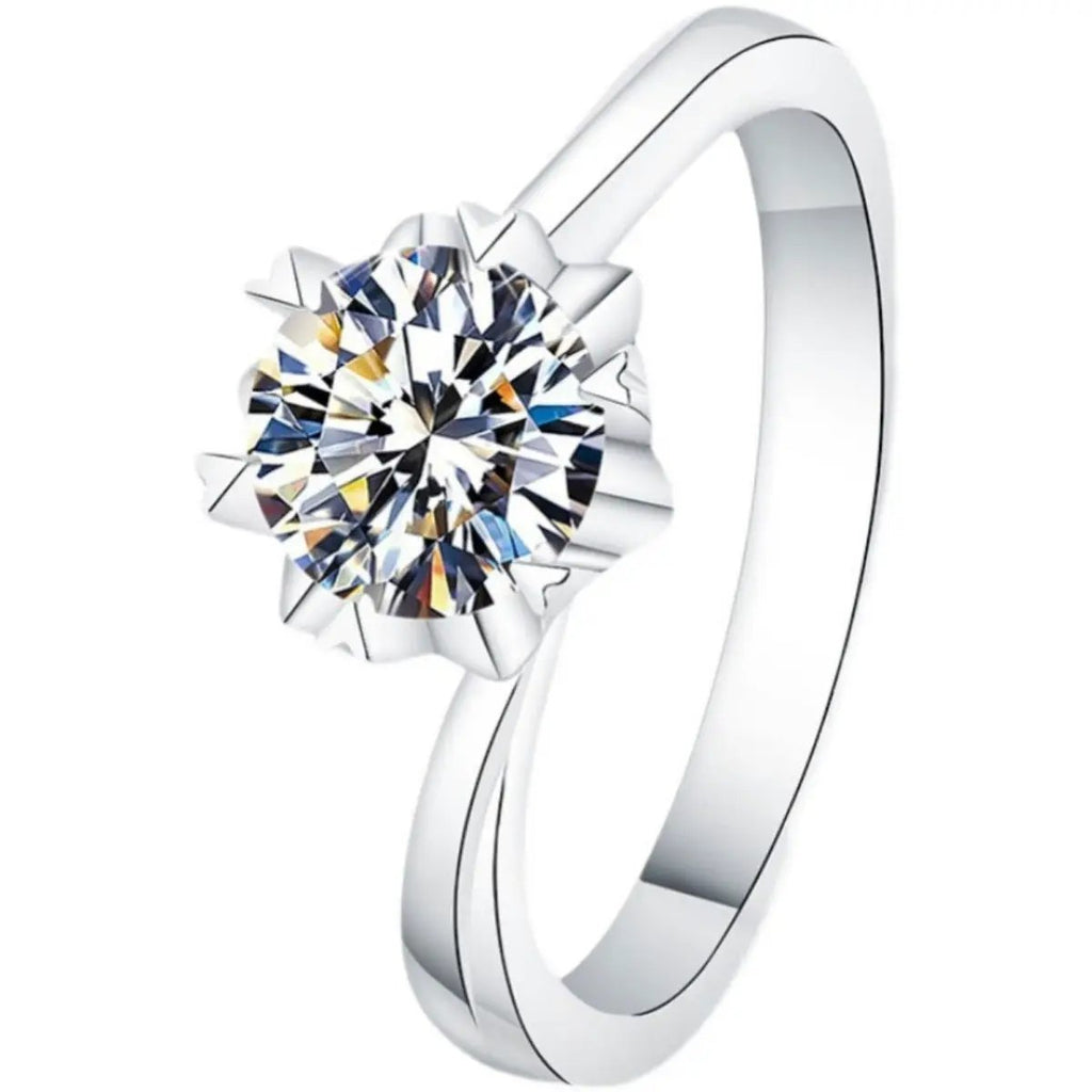 1 Carat 925 Sterling Silver Moissanite Ring by Trendsi
