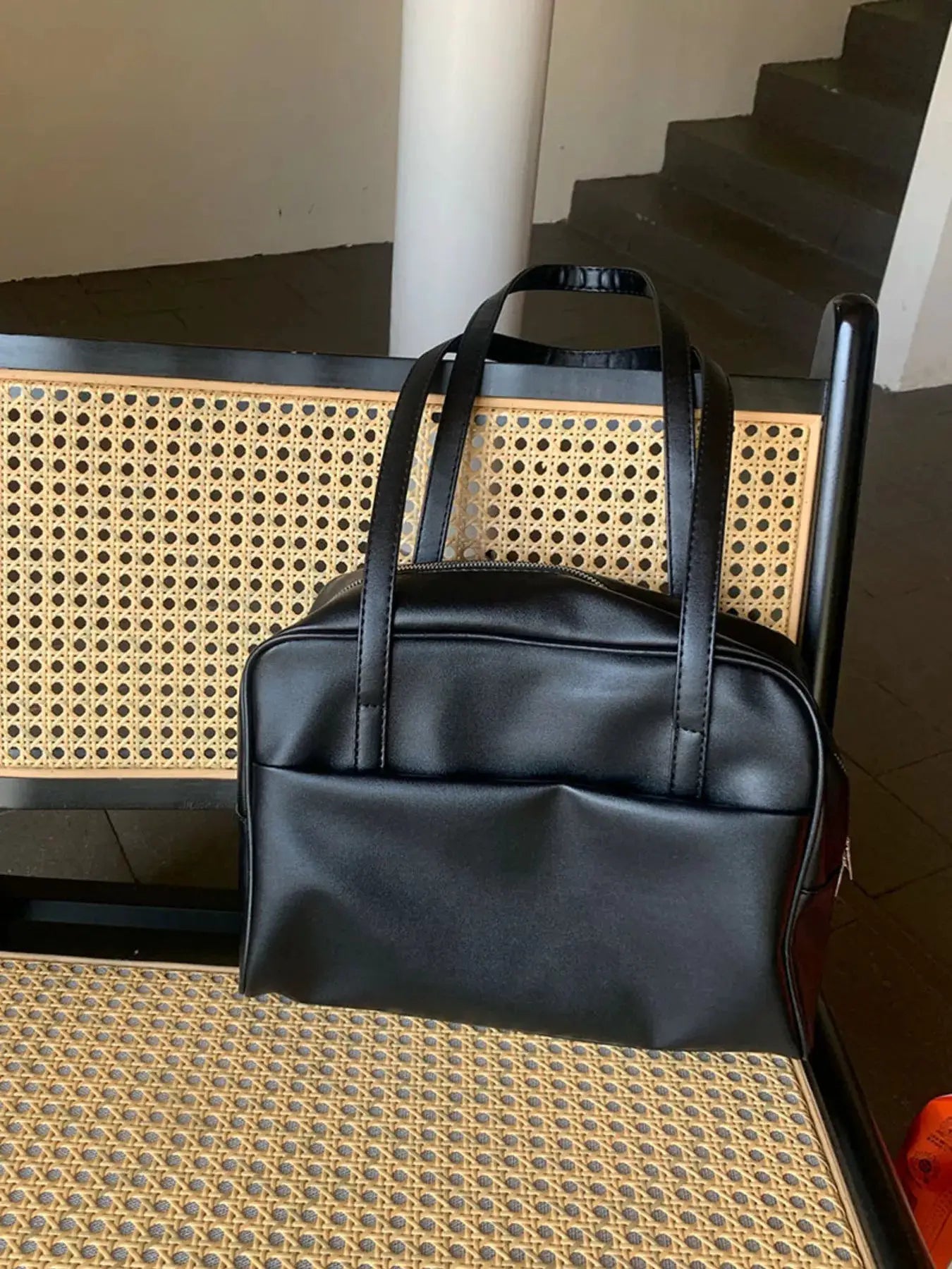 Classic Style Faux Leather Tote Bag by Trendsi