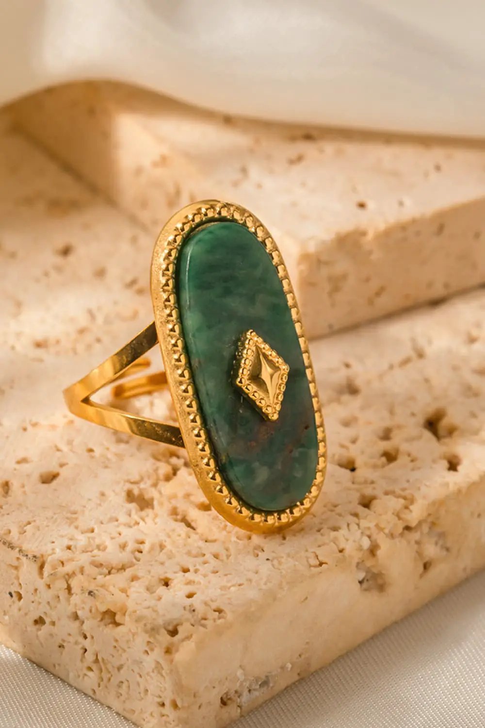 Natural Stone Copper Ring by Trendsi
