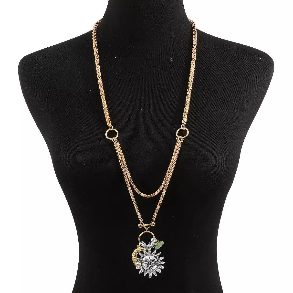 Moon & Sun Pendant Necklace by Trendsi