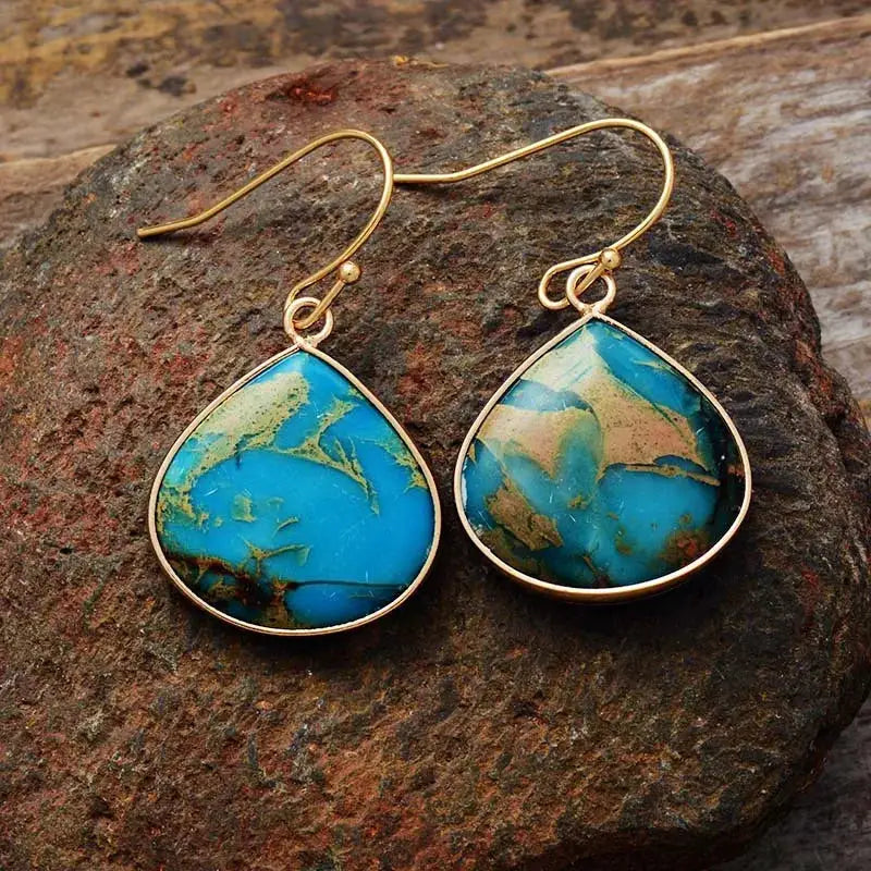 18K Gold-Plated Natural Stone Earrings by Trendsi