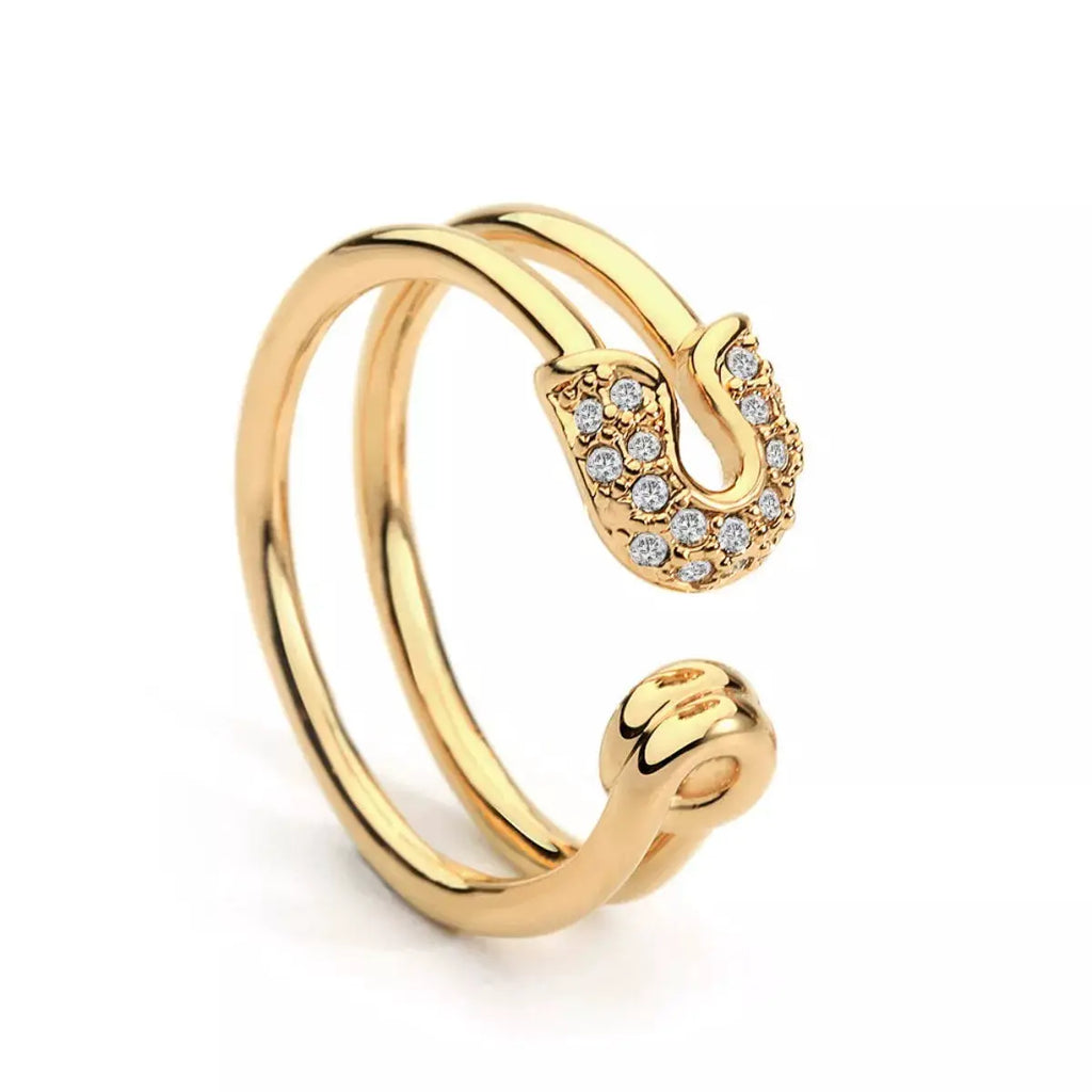 Zircon Double Band Open Ring by Trendsi