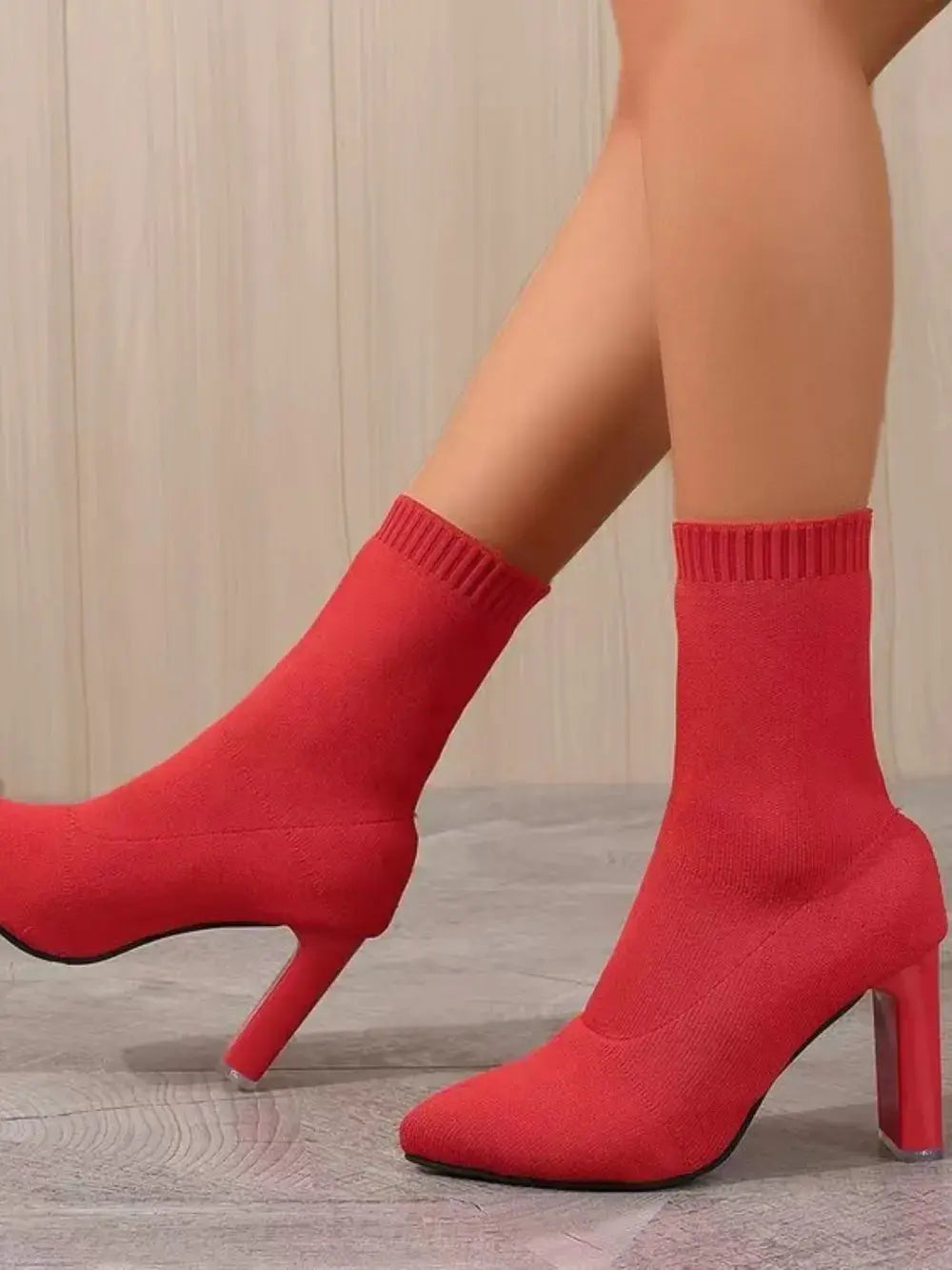 Point Toe Block Heel Boots by Trendsi