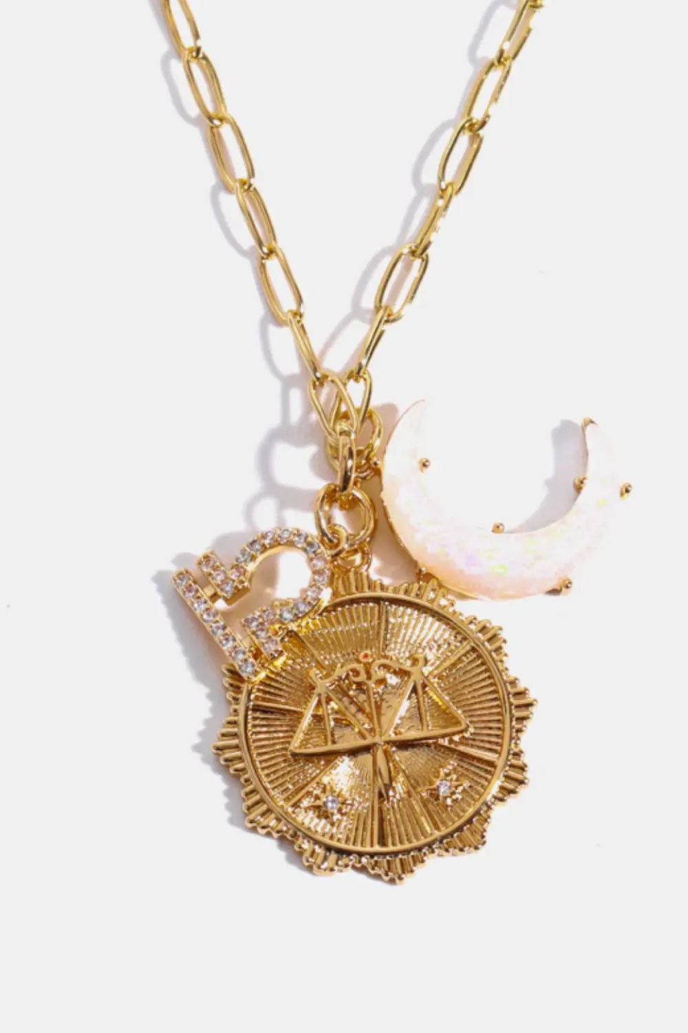 Constellation and Moon Pendant Copper Necklace by Trendsi