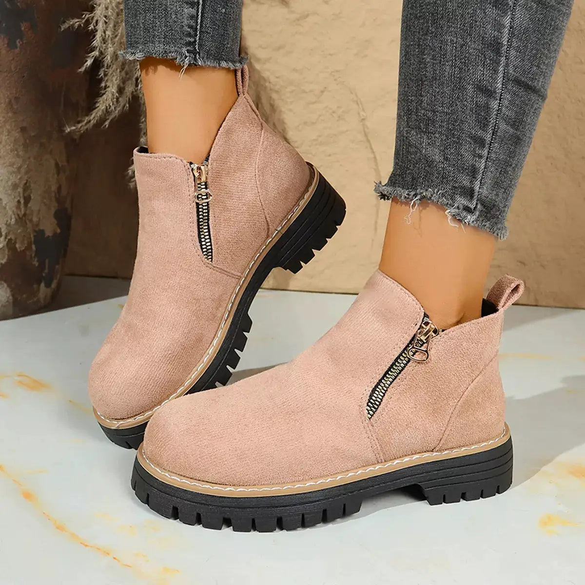 Round Toe Platform Boots by Trendsi