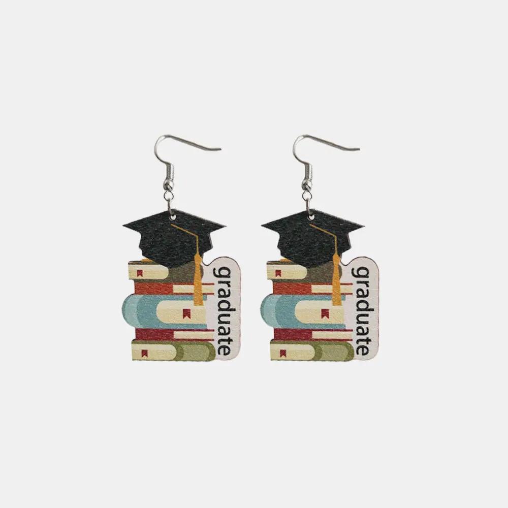 School Theme Wooden Dangle Earrings by Trendsi