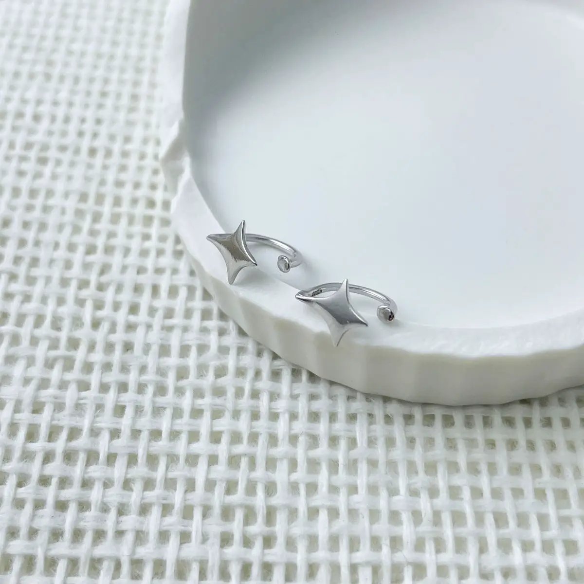 925 Sterling Silver Star Cuff Earrings by Trendsi