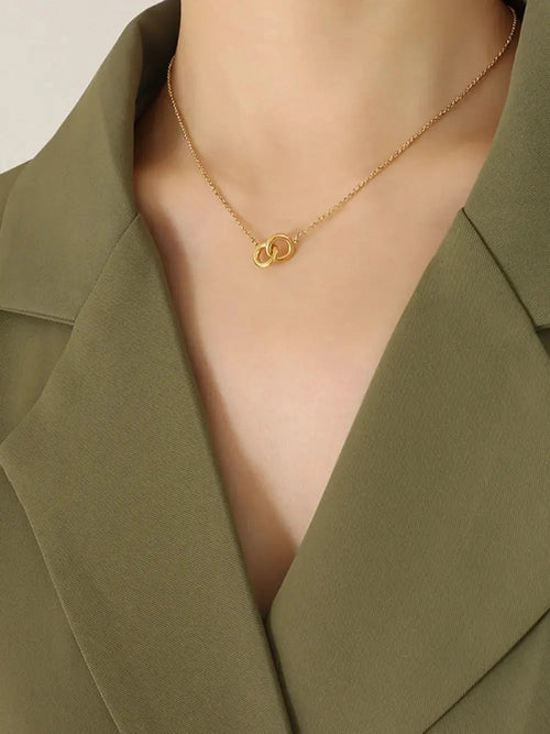 18K Gold-Plated Titanium Steel Hoop Pendant Necklace by Trendsi