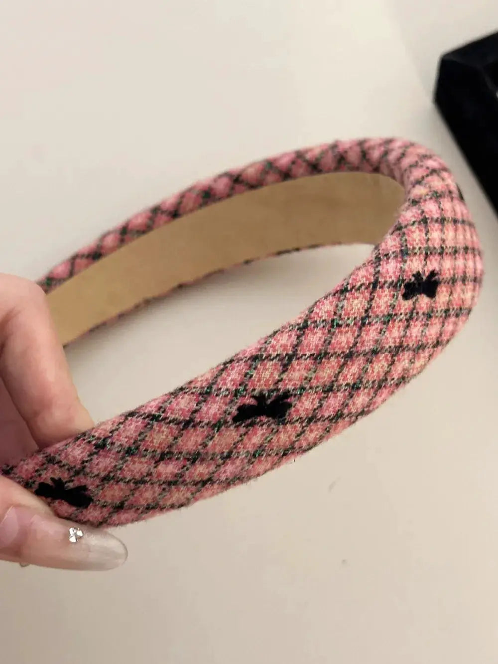 Plaid Bow Wide Headband by Trendsi