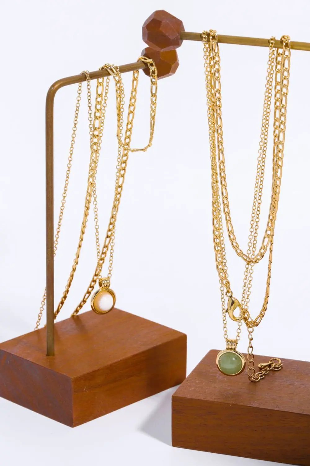 Copper 14K Gold-Plated Round Shape Aventurine Pendant Necklace by Trendsi