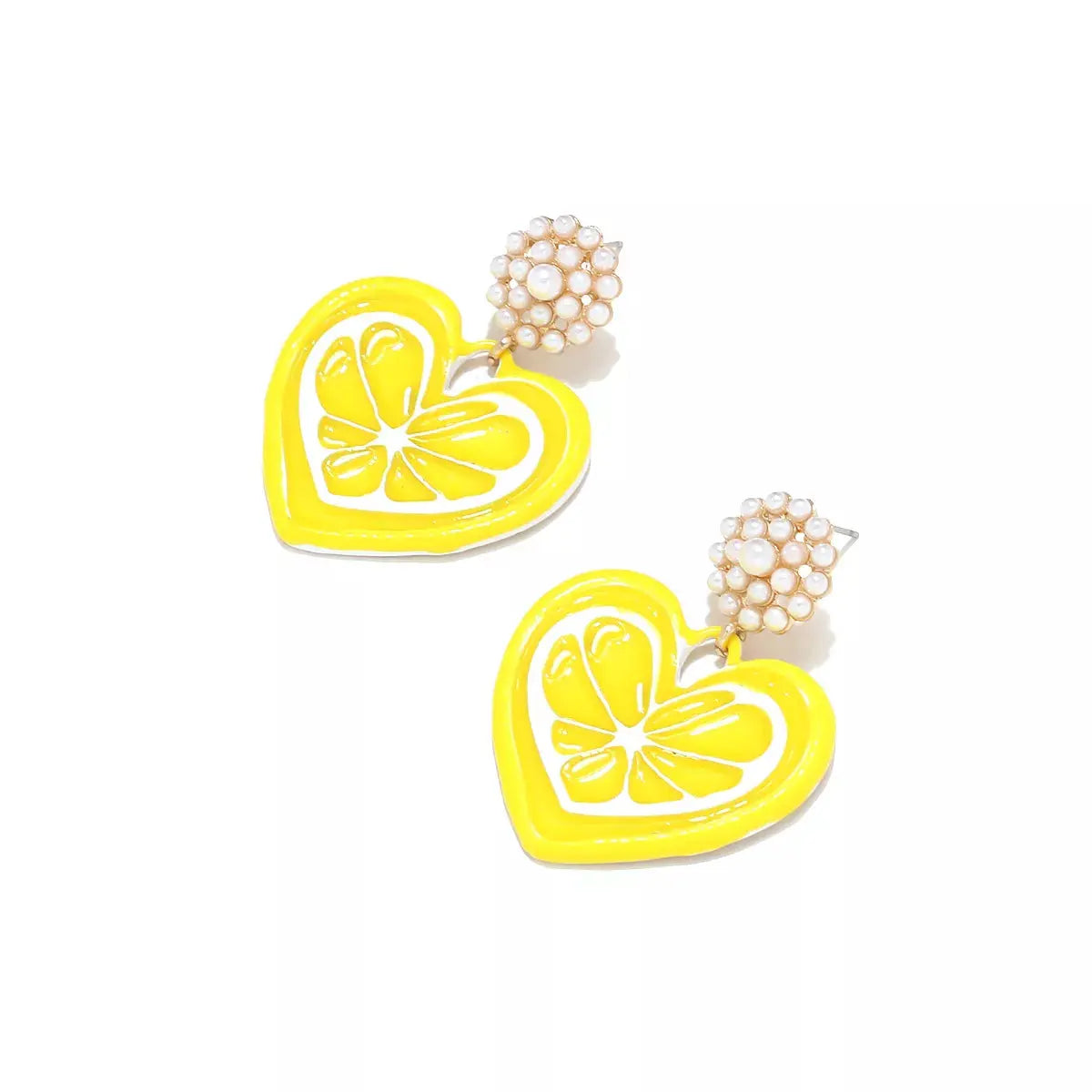 Heart Dangle Earrings with Pearl Accent by Trendsi