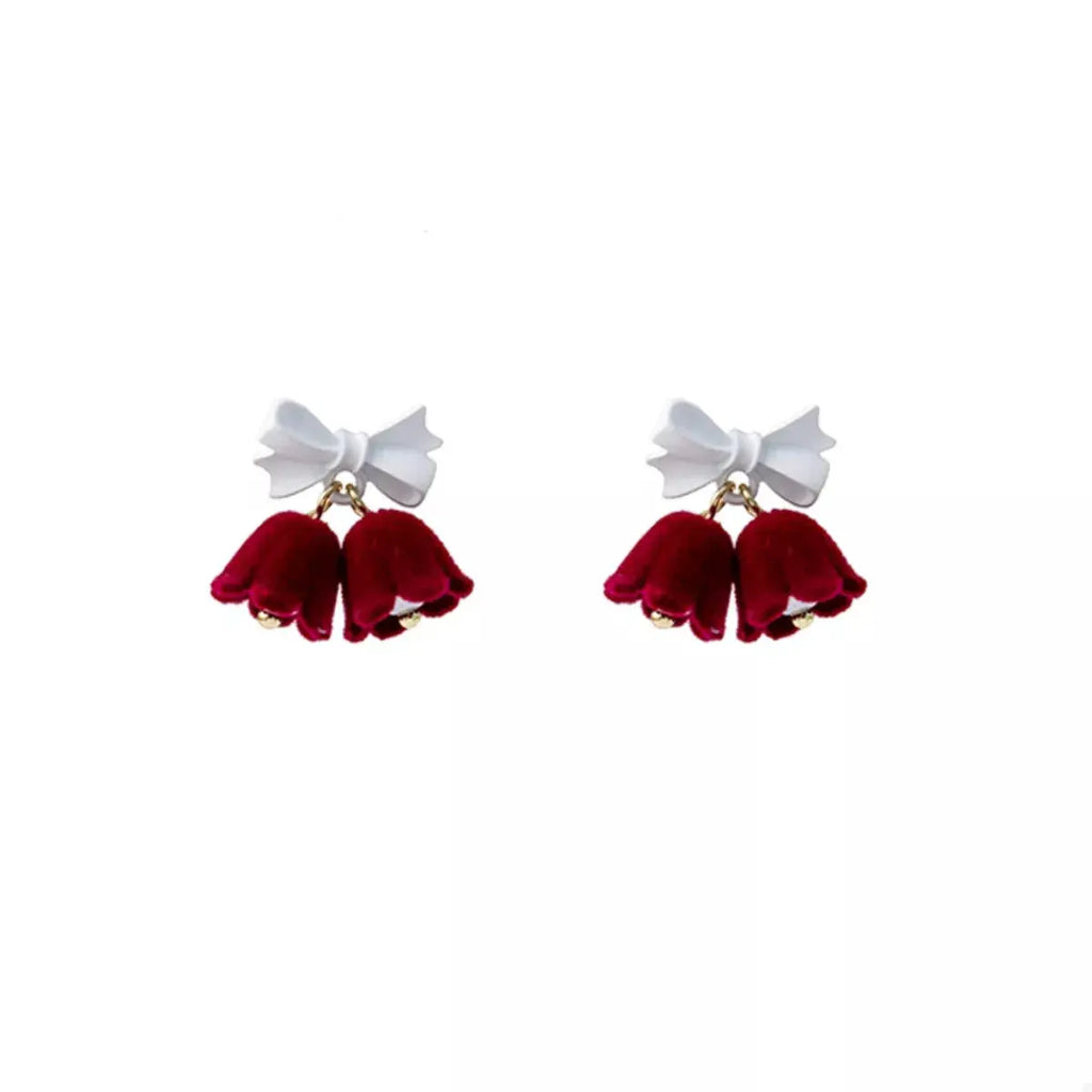 Velvet Bell Earrings with Bow by Trendsi